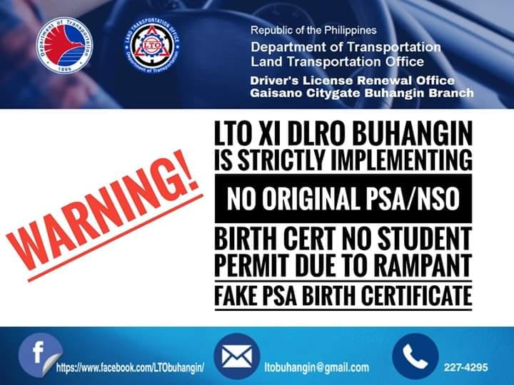 WARNING TO THE PUBLIC ACCORDING TO R. A. 10930 - Driving School in Davao